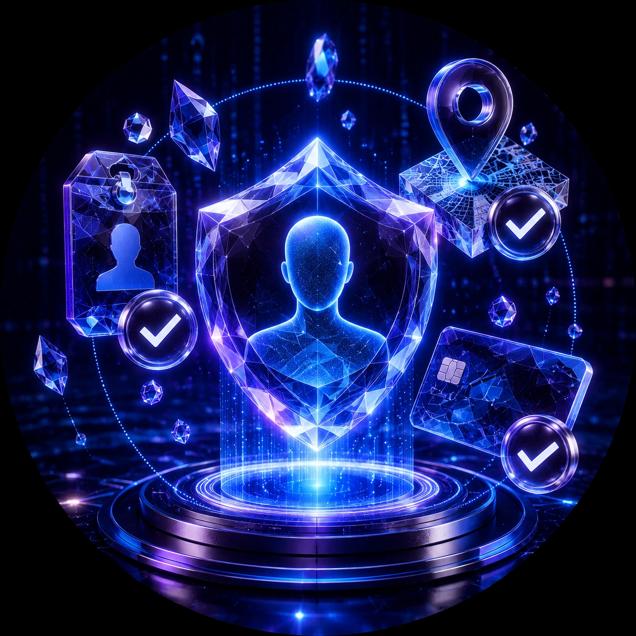 WPT Global blue shield with user avatar and verification icons