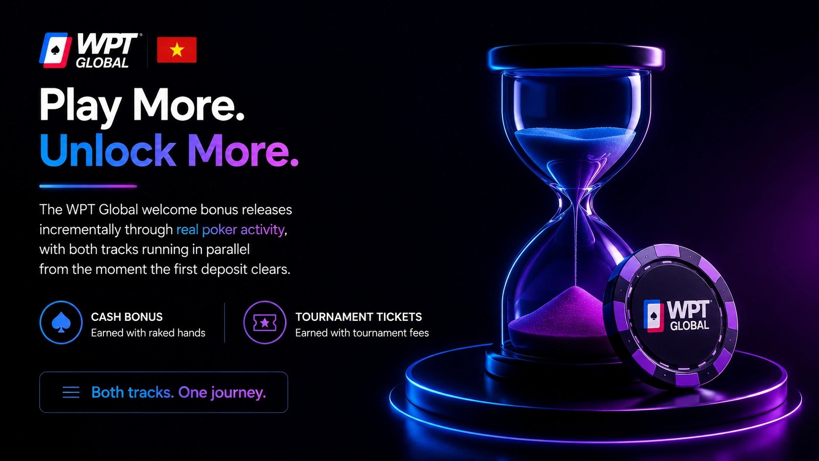 WPT Global Vietnam hourglass showing bonus unlock through play